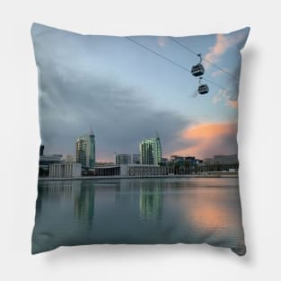 City with a sunset Pillow