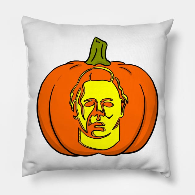 Michael Myers Jack-o-Lantern Pillow by Crystal Ro