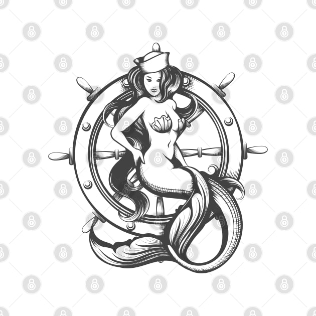 Beauty Mermaid and Steering Wheel by devaleta