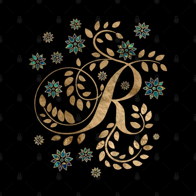 Luxury Golden Calligraphy Monogram with letter R by Nartissima