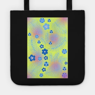 Light Blue leaves and flowers pattern Tote