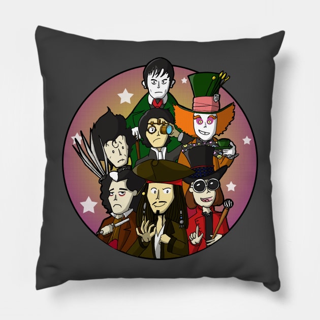 Johnny Depp Collage Pillow by Fishonastick