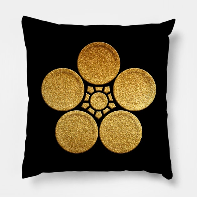 Gold Umebachi Kamon Pillow by Takeda_Art