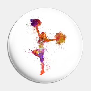 Sports cheerleader in watercolor Pin