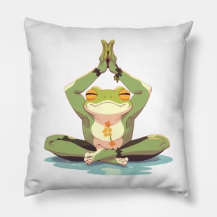 frog doing yoga Pillow