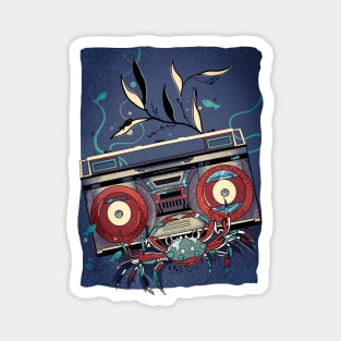 Blue boom box underwater and fishes Magnet