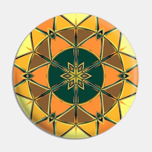 Cartoon Mandala Yellow Orange and Green Pin