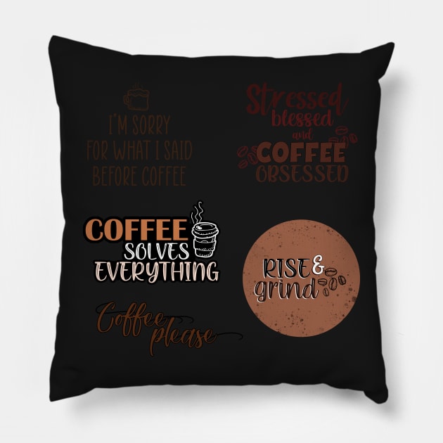Coffee quotes sticker pack Pillow by SamridhiVerma18