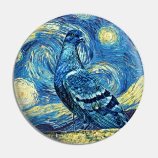 pigeons Van Gogh Style Pin