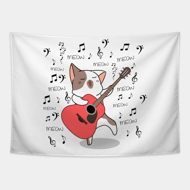 Singing cat, funny and cute design Tapestry by JK Mercha