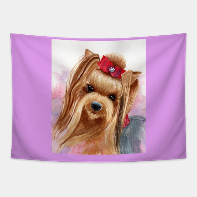 Yorkshire Terrier Dog Portrait Tapestry by MMcBuck