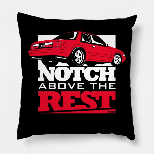 Notch Above the Rest Fox Body Ford Mustang Pillow by LYM Clothing