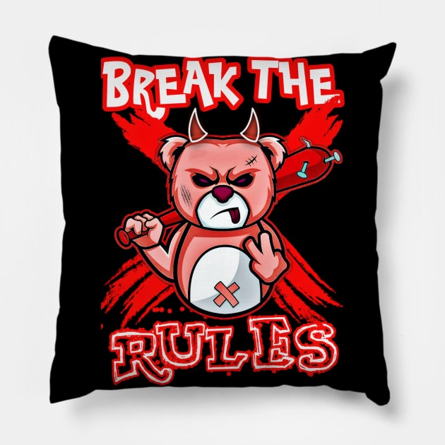 Angry red panda inspired break the rules Pillow by Fadedstar