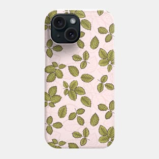 Leaves on pink Background Phone Case