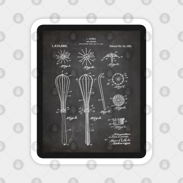 Whisk Patent - Baking Art - Black Chalkboard Magnet by patentpress