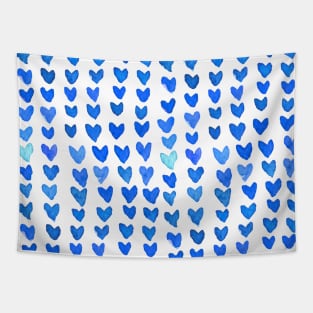 Brush stroke hearts - blue Tapestry