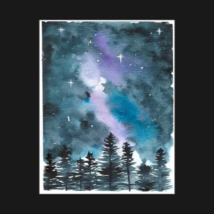 Watercolour Galaxy Forest T-Shirt