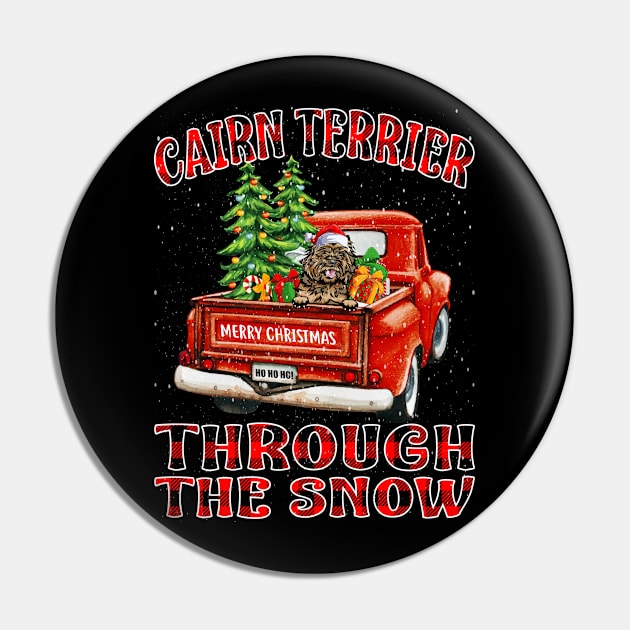 Christmas Cairn Terrier Through The Snow Dog Santa Truck Tree Pin by intelus