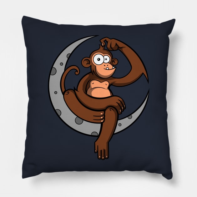 Moon Monkey Funny Space Ape Pillow by underheaven