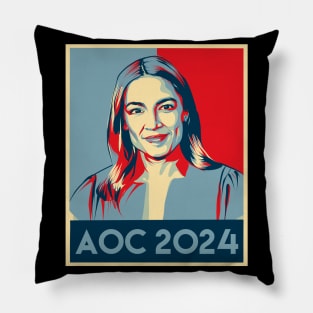 alexandria ocasio cortez, aoc 2024 (hope poster remake) Pillow