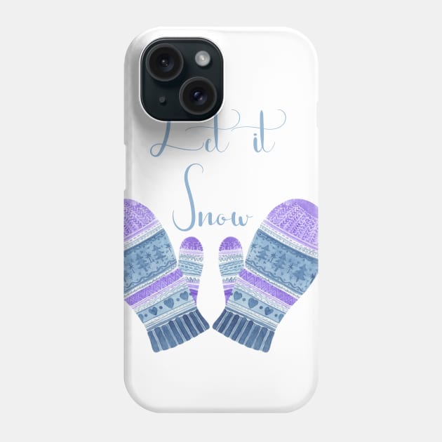 Knitted Blue and Violet Mittens Phone Case by paintingbetweenbooks