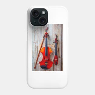 Pocket Violin With Baroque Hanging On Wooden Wall Phone Case