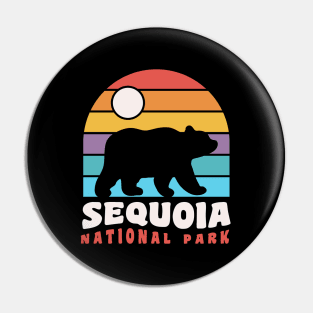 Sequoia National Park Bear Badge Retro Sunset Pin