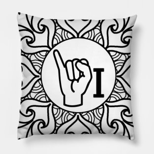 Letter i - ASL, American Sign Language gift - Mandala Pillow