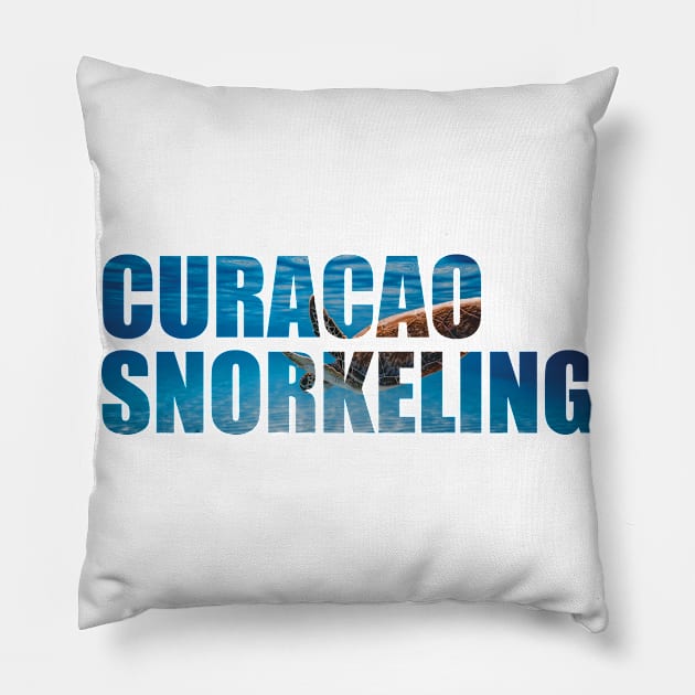 Curacao Snorkeling - Sea Turtle – Tourist Design Pillow by BlueTodyArt