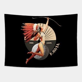 Kawia 1920's Art Deco Indian Moon Pin Up Girl Retro Stand Strong Tapestry