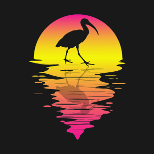 Ibis Bird Retro Sunset Color T-Shirt