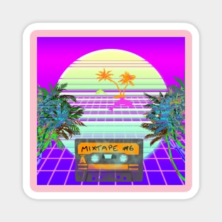 Synthwave Retrowave Beach Scene Magnet