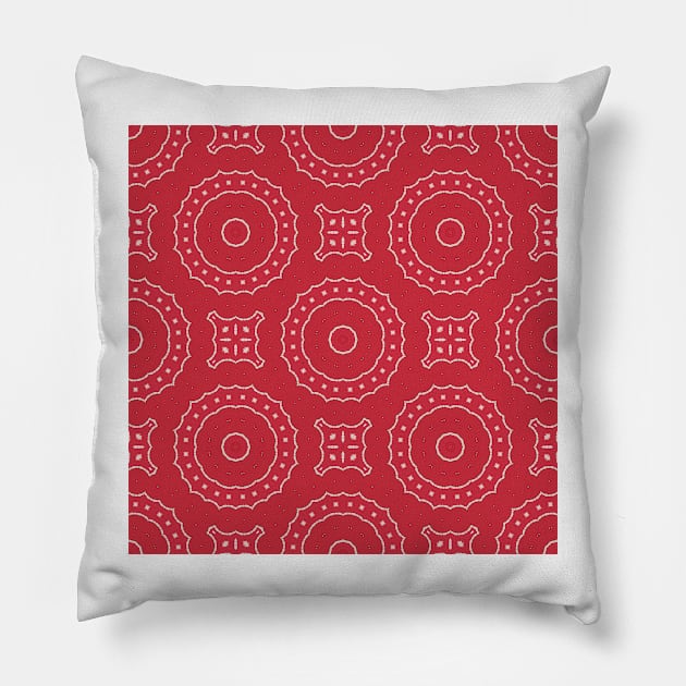 Holiday , Christmas , Red And White , Mandala , Textured Pillow by justrachna