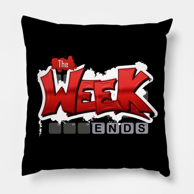 The Week Ends logo Pillow by Produce Stand Podcast