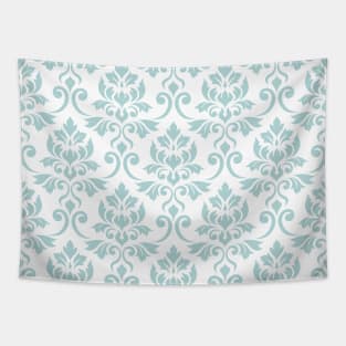 Feuille Damask Duck Egg Blue on White Pattern Tapestry