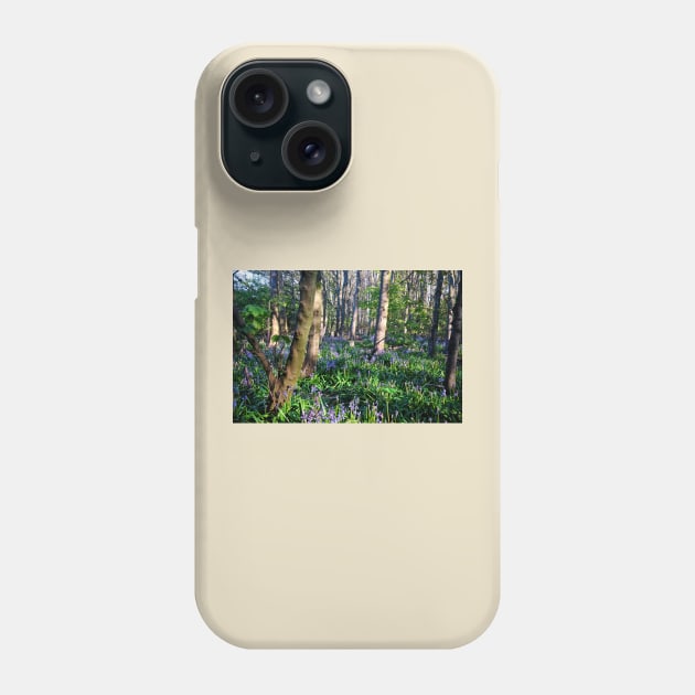 Dappled sunshine in Bluebell Woods Phone Case by Violaman