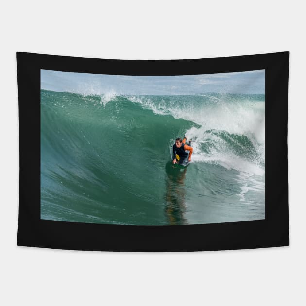 Bodyboarder in action Tapestry by homydesign