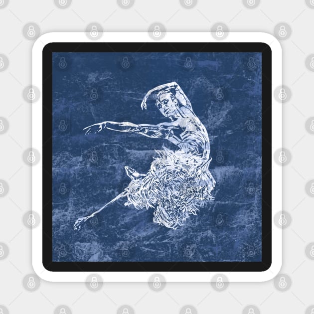 Lino print Male Ballet Dancer Swan from Swan Lake Magnet by NattyDesigns