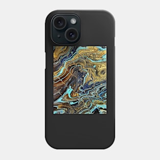 Gold Blues - Abstract Acrylic Pour Painting Phone Case