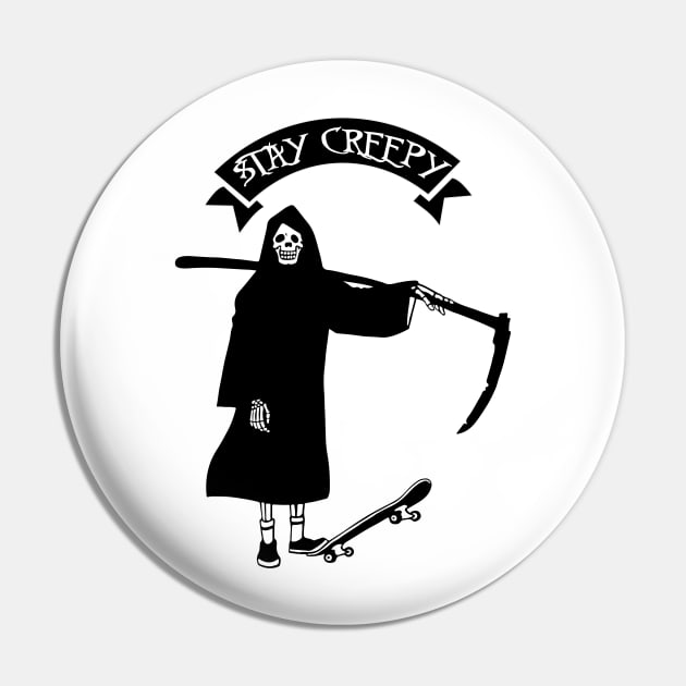 tay Creepy Skater Skate Board SoCal Gothic Punk Rocker Halloween Pin by Prolifictees