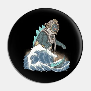 The Great Godzilla diver off Kanagawa Pin