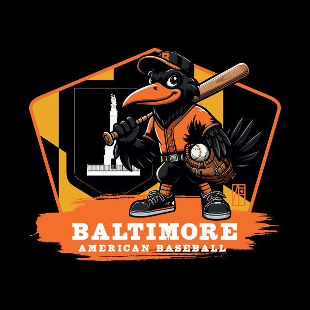 USA - American BASEBALL - Baltimore - Baseball mascot - Baltimore baseball by ArtProjectShop