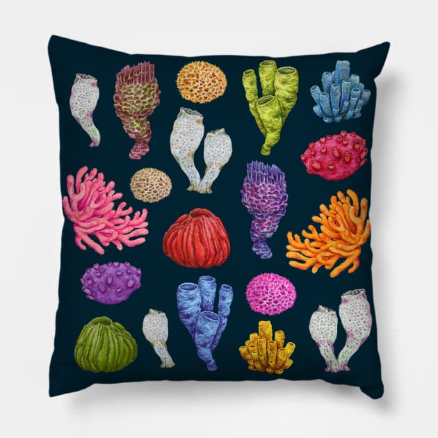 Sea Sponges - Deep sea art Pillow by Dzydaria