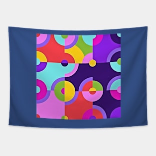 Fun Purple Blue Green and Pink Geometric Shapes Tapestry