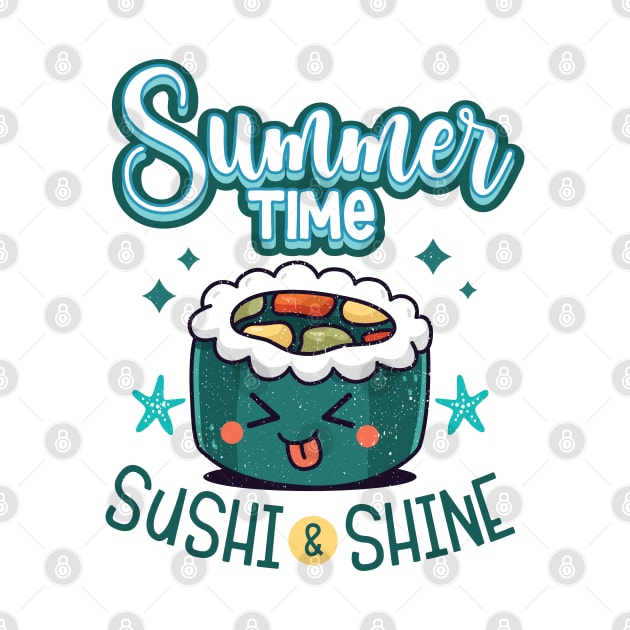 Sushi Eating Summer Time Kawaii Sushi Anime Japanese by alcoshirts