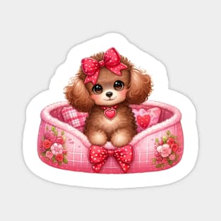 Valentine Poodle Dog in Bed Magnet