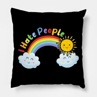 Cute Sun And Cloud - I Hate People Pillow