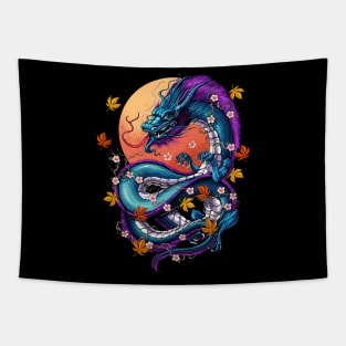 Vaporwave Japanese Dragon Tapestry