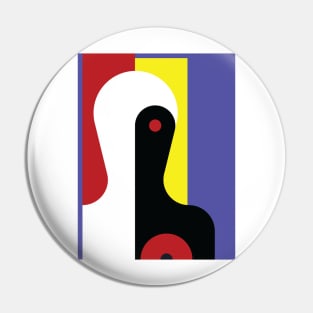 Modified Heinrich Hoerle Abstract Female Frontal Cubist Shapes Black White Red Yellow Blue Pin