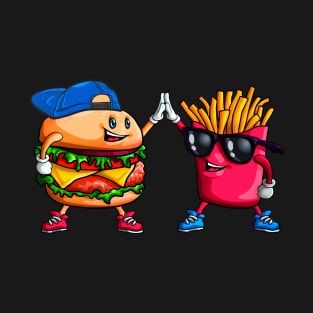 Cool High Five Hamburger Fries Friends Funny Combo Snacks  T-Shirt